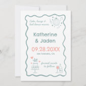 Verspielte Kritzelblaue Flachkarte zum Speichern d Save The Date (Vorderseite)