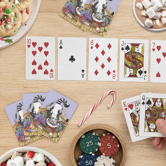 Verspielte Lavendel Katzenminze Weihnachten Katze Spielkarten