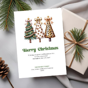 Verspielte Leoparden-Muster-Weihnachts-Grußkarte Feiertagskarte