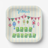 Verspielte Mahjong-Baby-Party Pappteller (Vorderseite)
