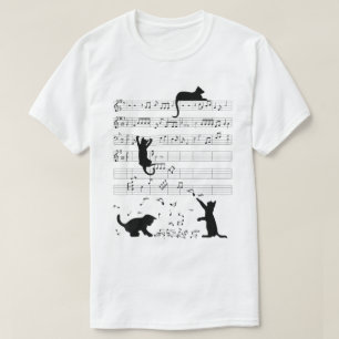 Verspielte Musikkatzen Lustige Noten Katzenliebhab T-Shirt