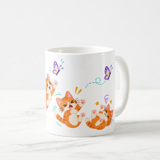 Verspielte orange Kätzchen Kaffeetasse (VorderseiteRechts)