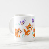 Verspielte orange Kätzchen Kaffeetasse (Vorderseite Links)