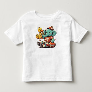 Verspielte Pals: Cartoon Elephant und Ente Kleinkind T-shirt