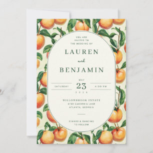 Verspielte Pfirsich-Aquarell-Illustration Einladung