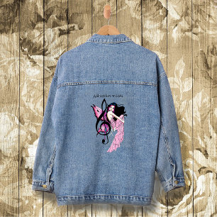 Verspielte rosa Fee blaue Fantasie Musiknote Jeansjacke