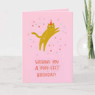 Verspielte rosa Katzen-Geburtstagskarte - Cute "Pu Karte