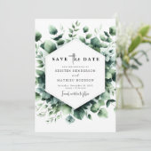 Verspielte rustikale Eukalyptus Digital Wedding Save The Date (Stehend Vorderseite)