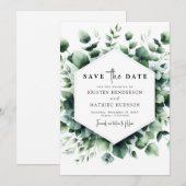 Verspielte rustikale Eukalyptus Digital Wedding Save The Date (Vorne/Hinten)