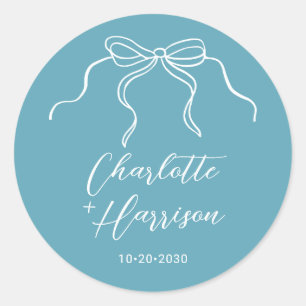 Verspielte Schrift-Bogen-Rahmen-Hochzeit Runder Aufkleber