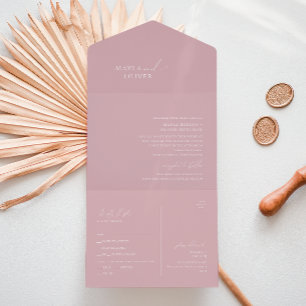 Verspielte Schrift   Dusty Rose Siegel und Versand All In One Einladung