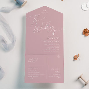 Verspielte Schrift   Rosenhochzeit von Seal und He All In One Einladung
