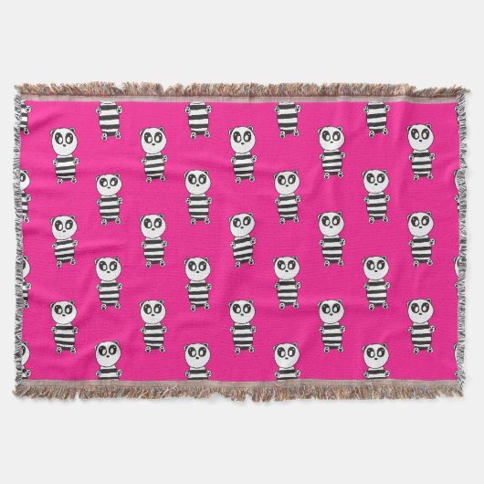 Verspielte Schwarz-Weiß-Panda-Kunst Decke (Vorderseite)
