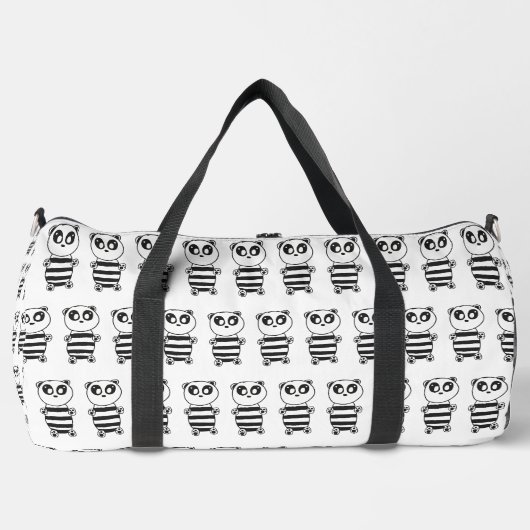 Verspielte Schwarz-Weiß-Panda-Kunst Duffle Bag (Vorderseite)