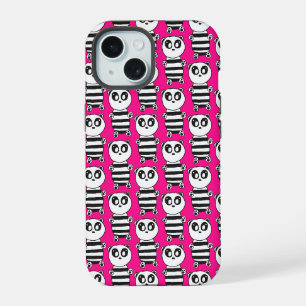 Verspielte Schwarz-Weiß-Panda-Kunst iPhone 15 Hülle