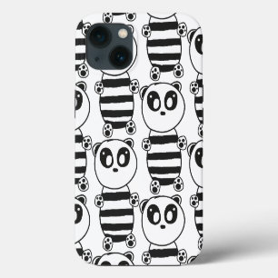 Verspielte Schwarz-Weiß-Panda-Kunst iPhone 13 Hülle