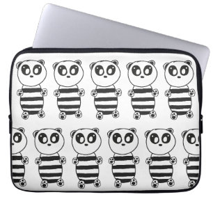 Verspielte Schwarz-Weiß-Panda-Kunst Laptopschutzhülle