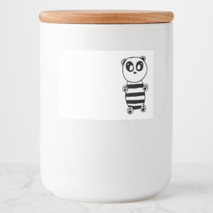Verspielte Schwarz-Weiß-Panda-Kunst Lebensmitteletikett
