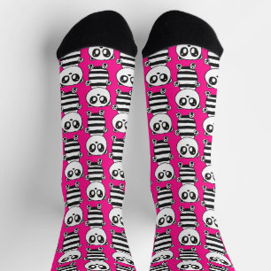 Verspielte Schwarz-Weiß-Panda-Kunst Socken