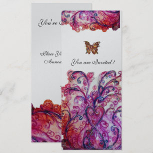 VERSPIELTE SCHWÜNGE in leuchtendem Rot, Rosa, Lila Einladung