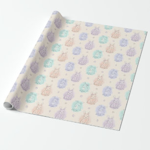 Verspielte Skizze-Hasen-Monogramm Geschenkpapier