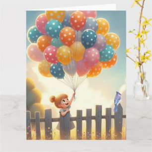 Verspielte/süße Ballonmädchen-Kunst Karte
