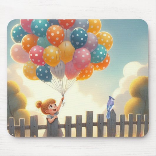 Verspielte/süße Ballonmädchen-Kunst Mousepad (Vorne)
