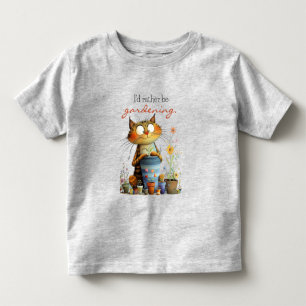 Verspielte süße Katze "Ich würde lieber gärtnern" Kleinkind T-shirt