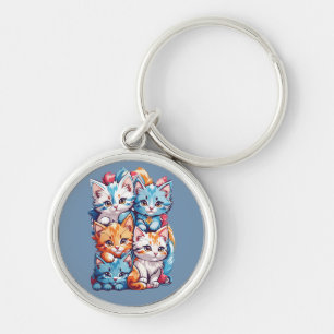 Verspielte süße Kawaii Katzen Schlüsselanhänger