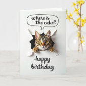 Verspielte Tabby-Geburtstagskarte Karte (Gelbe Blume)