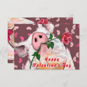 Verspielte Valentinstag Card Gentleman Pig Rose Karte
