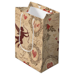 Verspielte viktorianische Cupido-Valentinsromanze Mittlere Geschenktüte