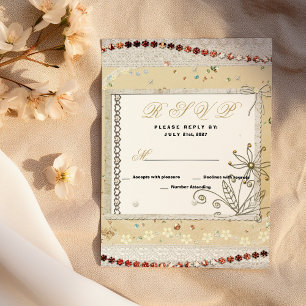 Verspielte vintage Pastell-Blumen-Spitze RSVP Einladung
