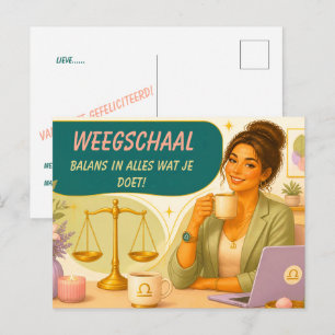 Verspielte Waage-Geburtstagskarte für [sie] Postkarte