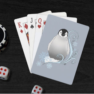 Verspielte Winter-Pinguin-Art-Nouveau-Schneeflocke Spielkarten