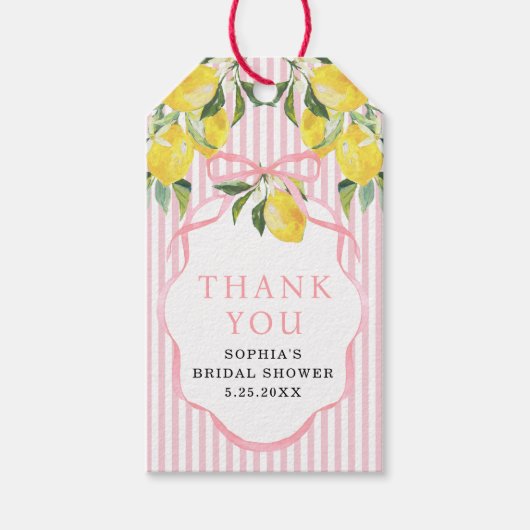Verspielte Zitrus-Hochzeitsdusche-Dankeschön-Anhän Geschenkanhänger (Vorderseite)