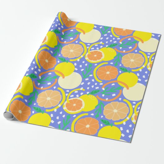 Verspielte Zitrusfrüchte & Konfetti Amalfi-Küste Geschenkpapier (Ungerollt)