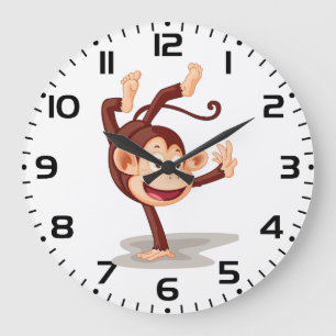 Verspielter Affe beim Handstand Süßes Tier Große Wanduhr