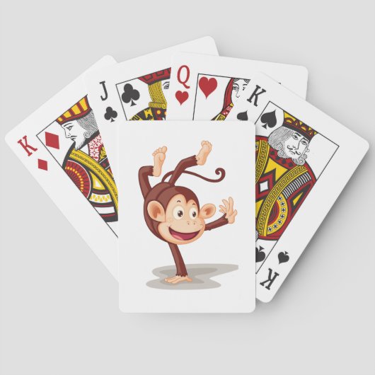 Verspielter Affe beim Handstand Süßes Tier Spielkarten (Rückseite)