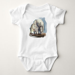Verspielter Baby-Elefant Wasserfarben-Geschenk für Baby Strampler