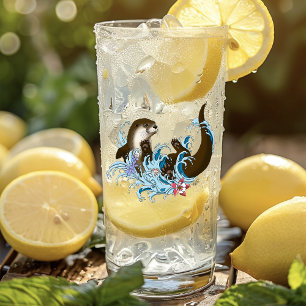 Verspielter blauer fantastischer Fischotter Spritz Glas