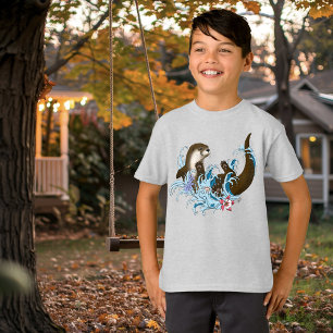 Verspielter blauer fantastischer Flussotter plants T-Shirt