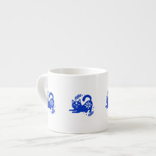 Verspielter blauer Katz-Espressotasse – CozyBun Espressotasse