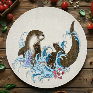 Verspielter blauer wunderlicher Flussotter Spritze Schneidebrett