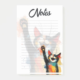 Verspielter bunter Katzen-Wasserfarben-Notizblock  Post-it Klebezettel