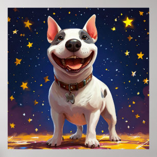 Verspielter Cartoon-Hund mit lebendigen Farben Poster