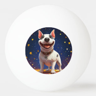 Verspielter Cartoon-Hund mit lebendigen Farben Tischtennisball
