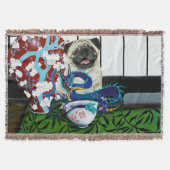 Verspielter charmiger Mops-Hund japanischer Drache Decke (Vorderseite)