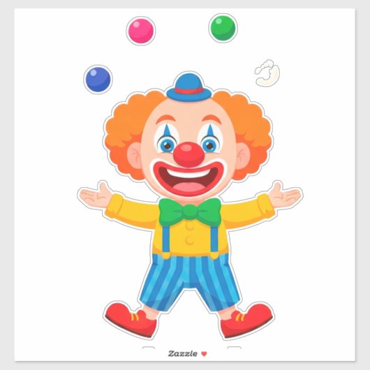 Verspielter Clown springt mit hellen Bällen Aufkleber (Blatt)