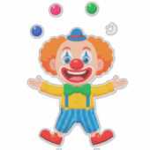 Verspielter Clown springt mit hellen Bällen Aufkleber (Vorderseite)